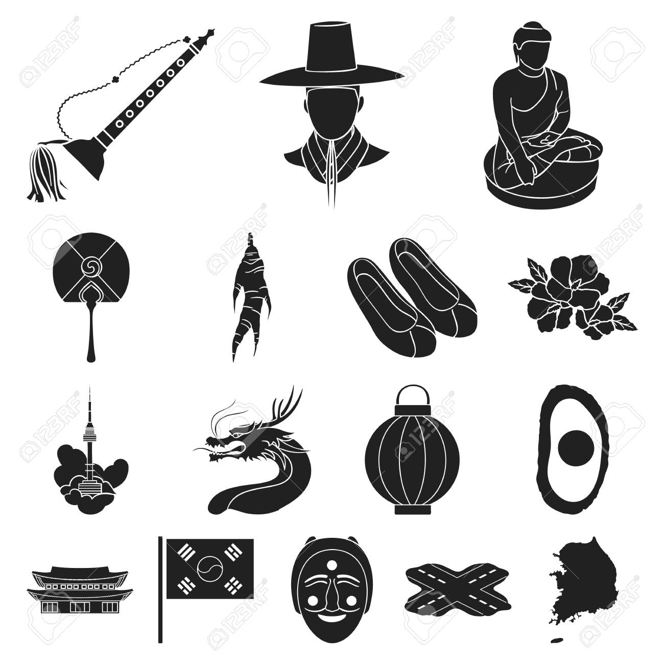Country South Korea black icons in set collection for design.Travel and attraction vector symbol stock web illustration. - 93162093 Country South Korea black icons in set collection for design.Travel and attraction vector symbol stock web illustration. - 93162093