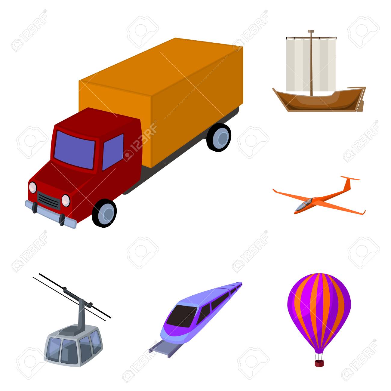 Different types of transport cartoon icons in set collection for design. Car and ship vector symbol stock web illustration. - 106562381 Different types of transport cartoon icons in set collection for design. Car and ship vector symbol stock web illustration. - 106562381