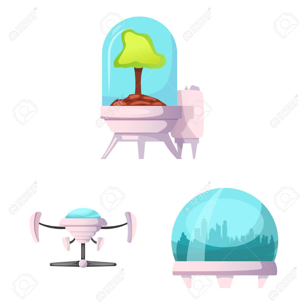 Vector Design Of Mars And Space Sign Collection Of Mars And
