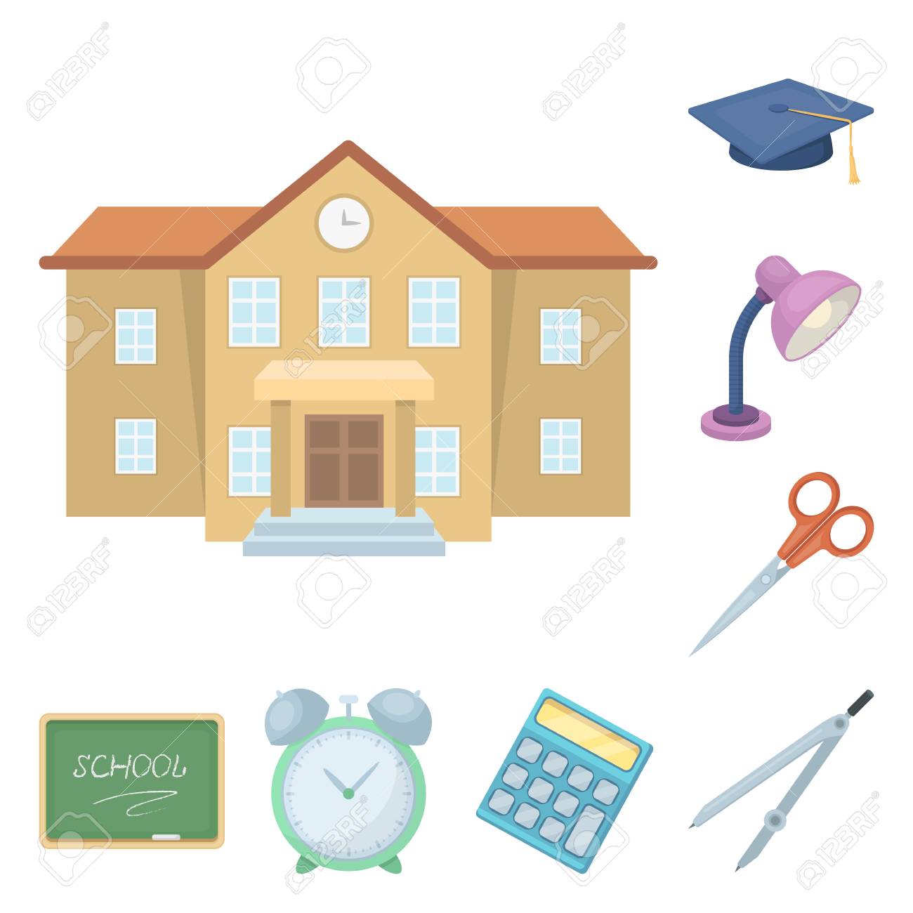 Iconos De Dibujos Animados De Educación Y Educación En Conjunto De Ilustración Para Equipos De Juego Y Accesorios De Vector De Ilustración De Concepto De Sitio Web . Ilustraciones Svg, Vectoriales, Clip Iconos De Dibujos Animados De Educación Y Educación En Conjunto De Ilustración Para Equipos De Juego Y Accesorios De Vector De Ilustración De Concepto De Sitio Web . Ilustraciones Svg, Vectoriales, Clip
