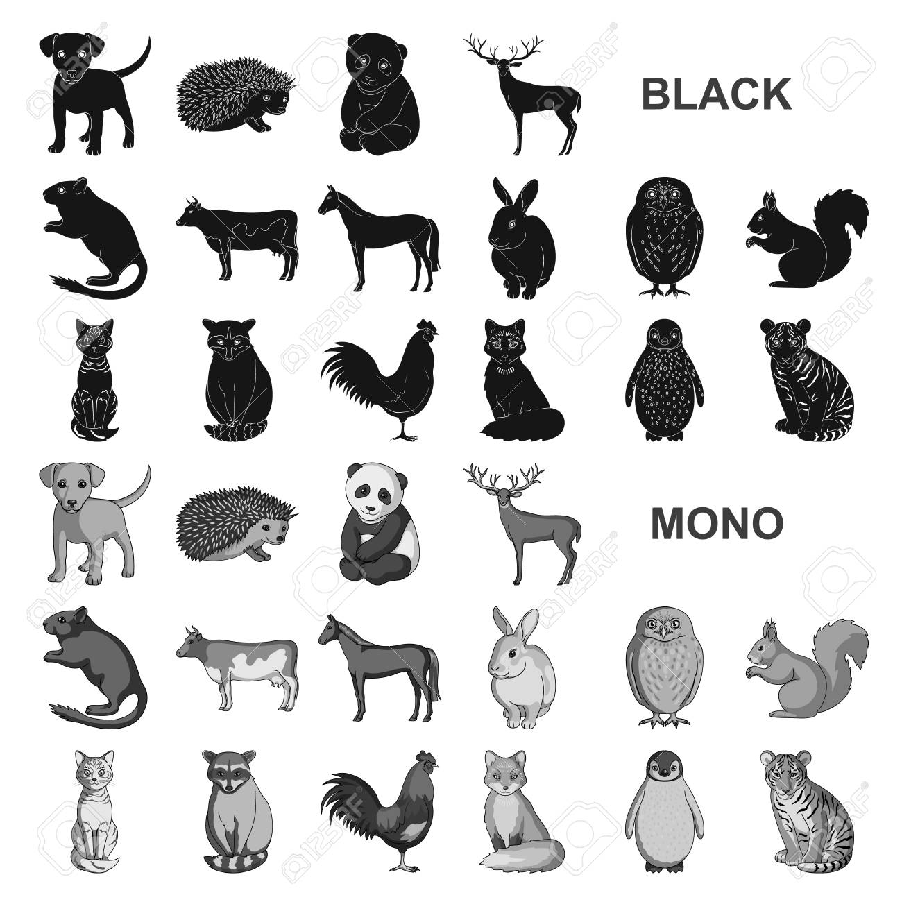 Realistic Animals Black Icons In Set Collection For Design Wild