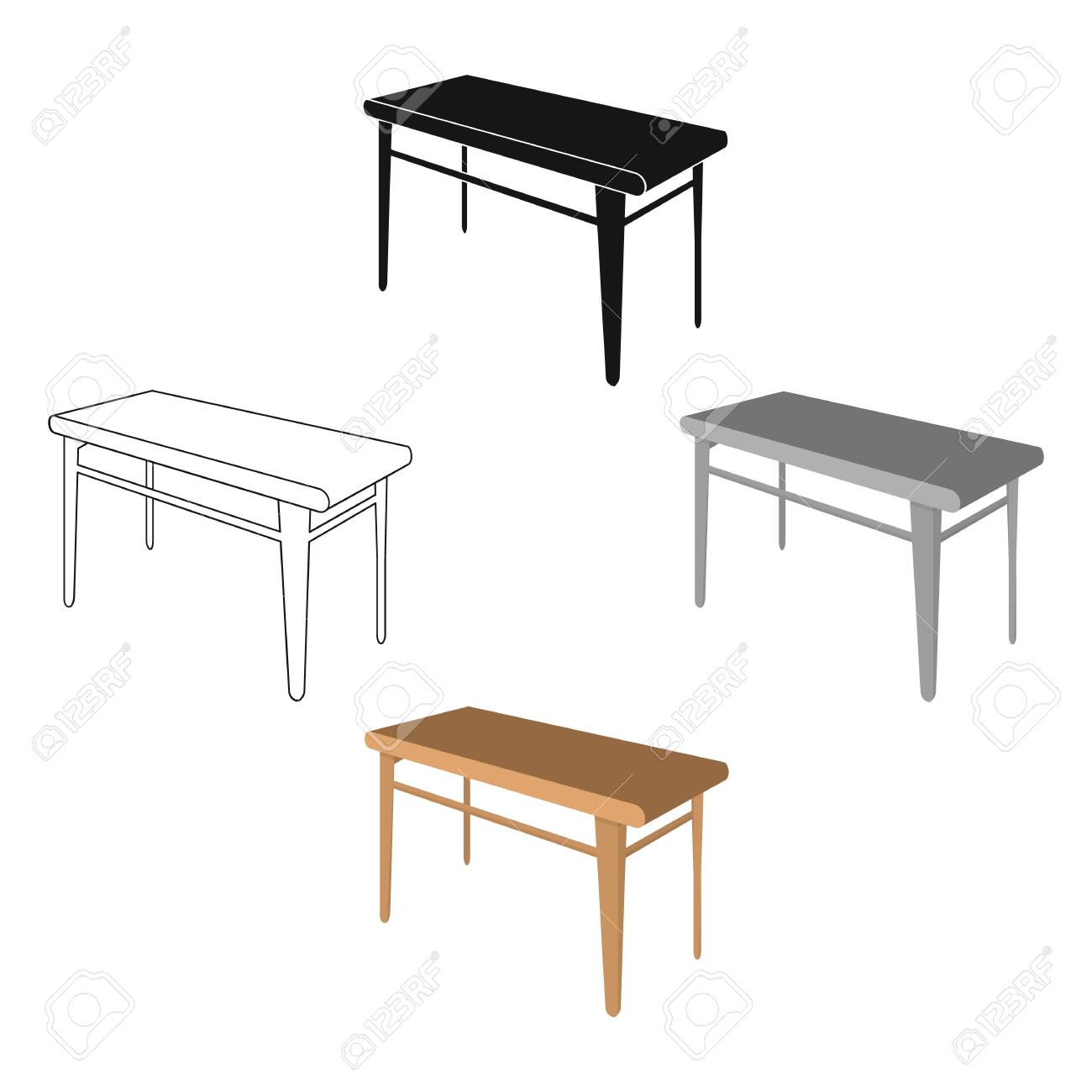Wooden Dining Table Furniture And Interior Single Icon In Cartoon Black