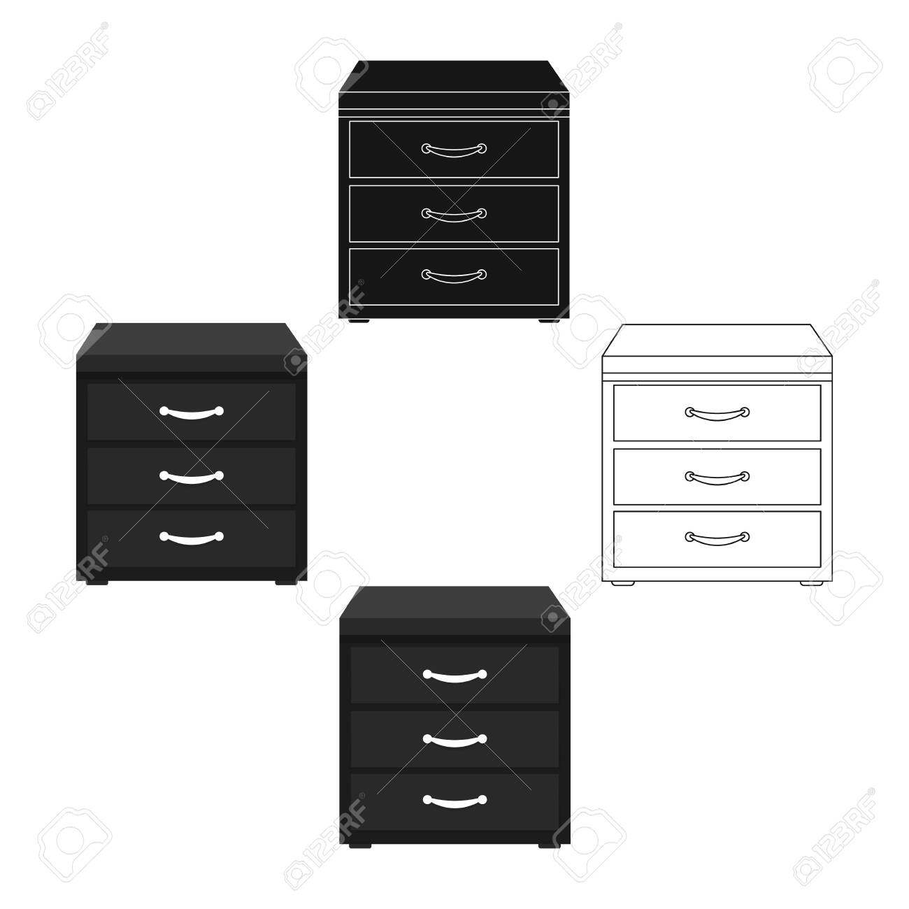 Office Filing Cabinet Icon In Cartoon Black Style Isolated On
