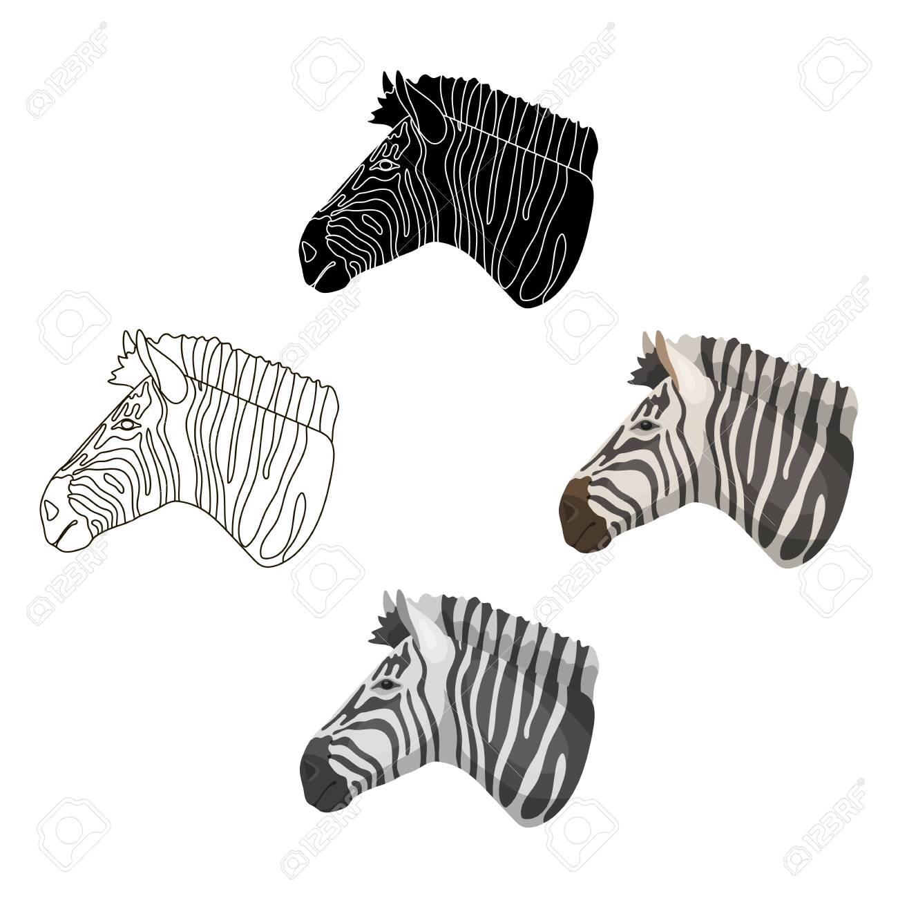 Zebra Icon In Cartoon Black Design Isolated On White Background
