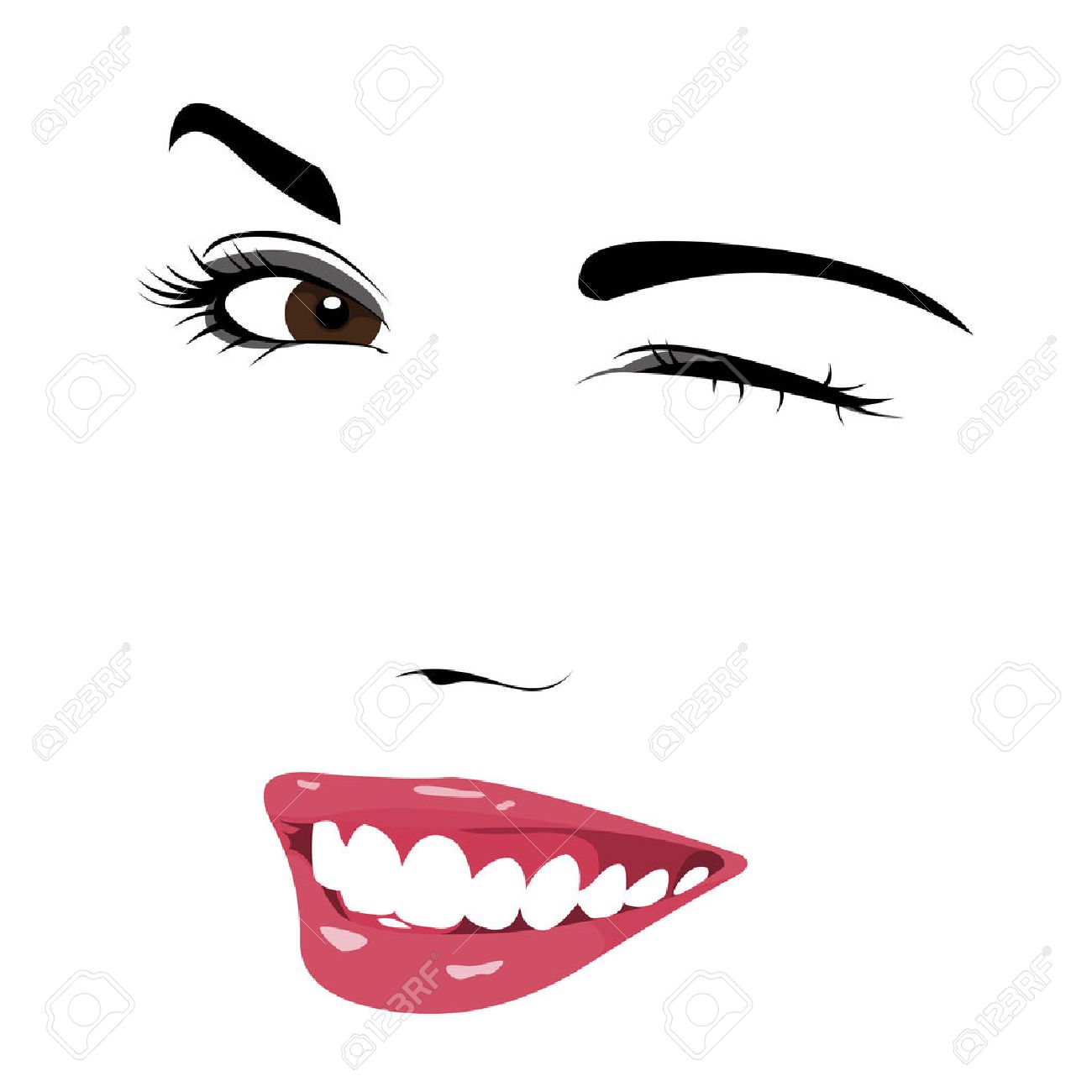 かわいい若い美しい娘ウインク簡単に編集可能な階層型ベクトル イラスト のイラスト素材 ベクタ Image