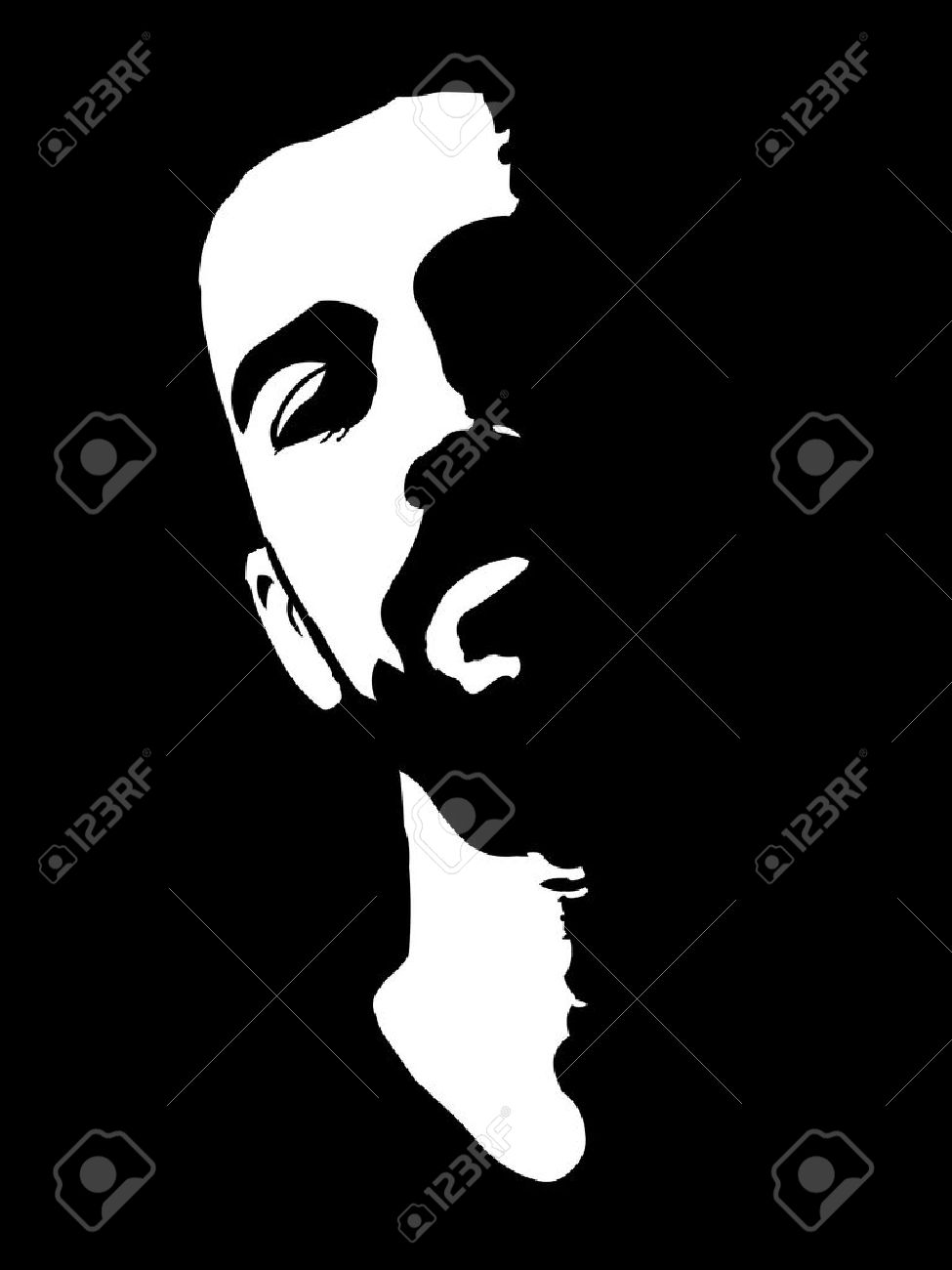Black and white high contrast portrait of confident young man