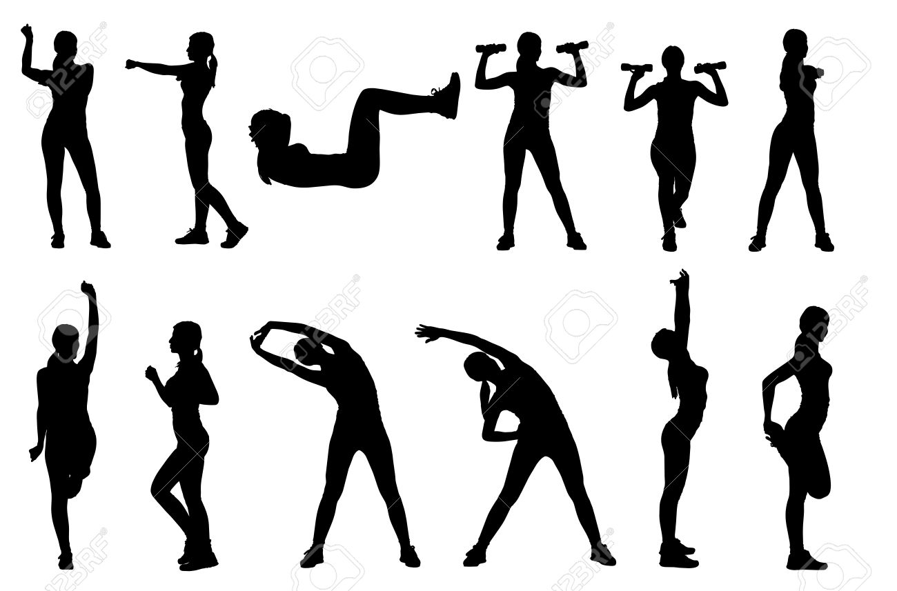 Set or collection of various woman sports exercising silhouettes. Easy editable layered vector illustration. - 40099293 Set or collection of various woman sports exercising silhouettes. Easy editable layered vector illustration. - 40099293