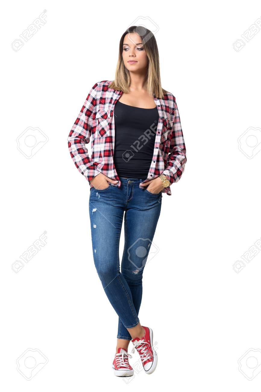 plaid red jeans