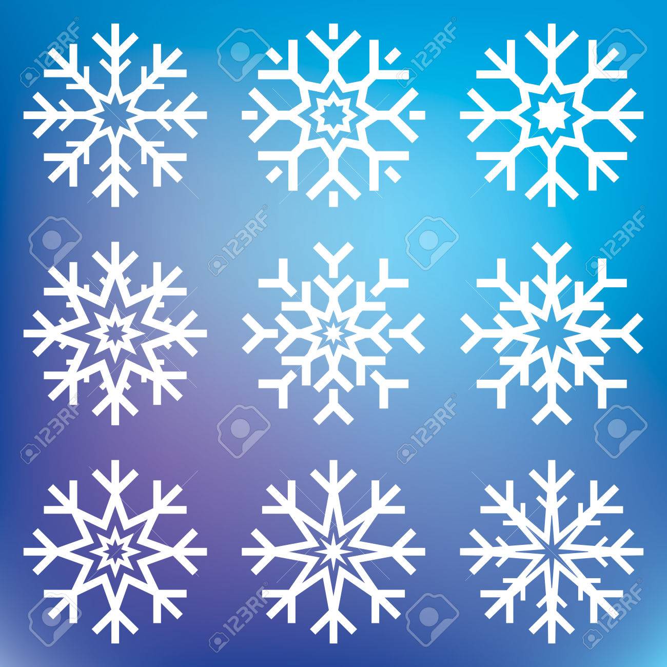雪の結晶冬アイコン シルエット背景青のメッシュに設定のベクトル ナイン氷の星 休日のデザイン プロジェクトで要素をベクトルのイラスト素材 ベクタ Image