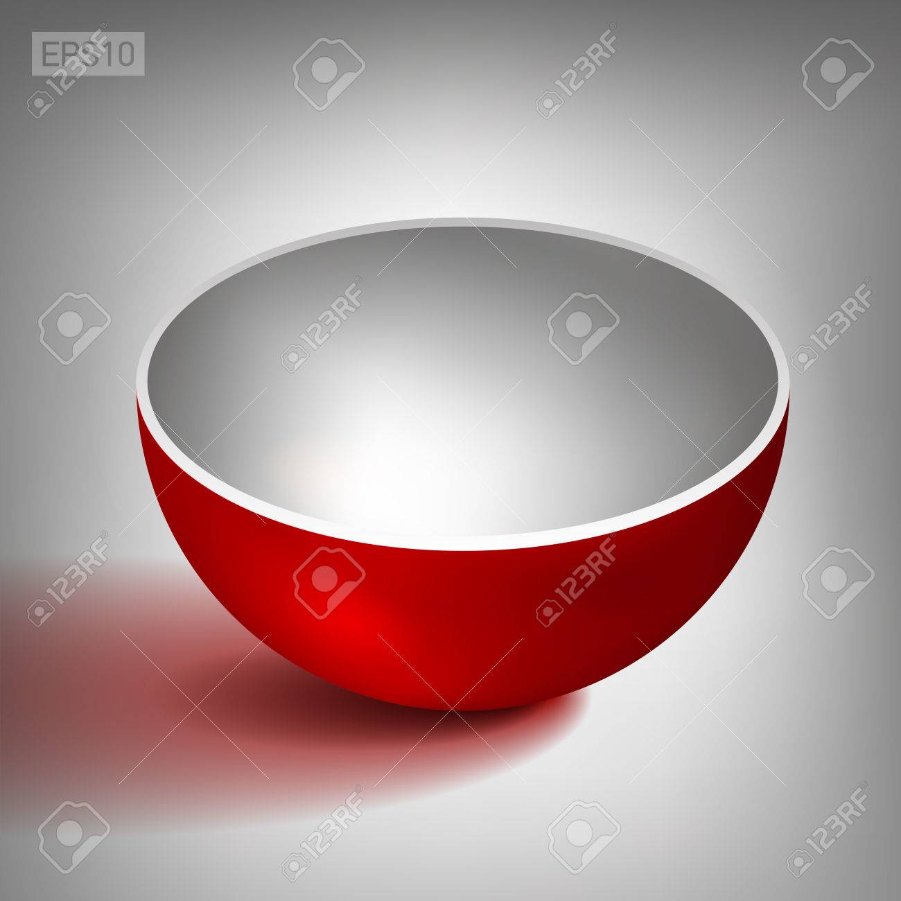 外の赤 白の中の料理します ボリューム中空球 オープン ボールの半分 デザインのプロジェクトのために抽象的なオブジェクトをベクトルします のイラスト素材 ベクタ Image