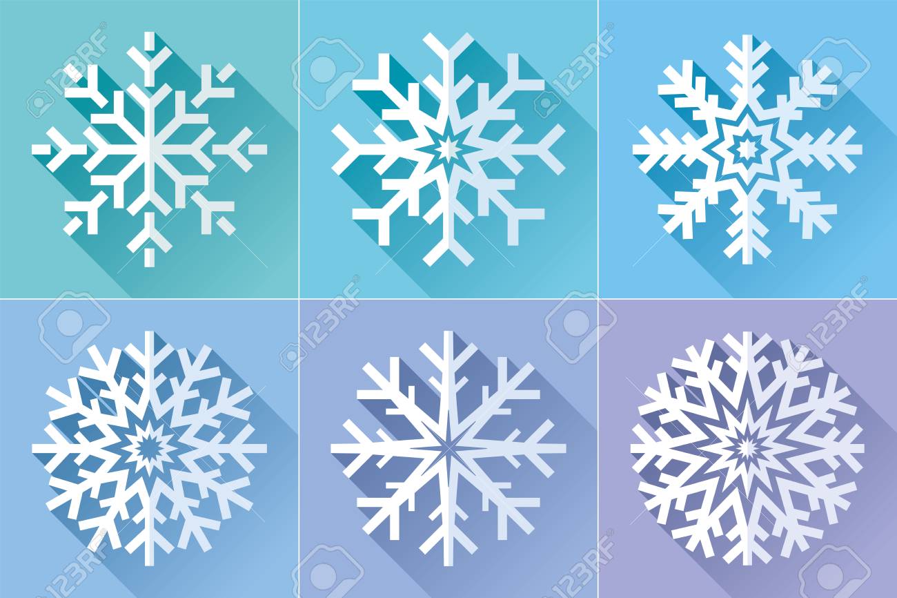 雪の結晶アイコンは フラット スタイルに設定します 古い色の背景 氷の結晶 クリスマスと新年のプロジェクトをベクター冬デザイン要素のイラスト素材 ベクタ Image