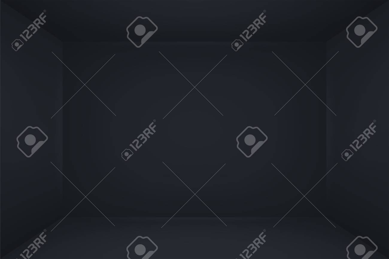 空の黒い部屋 暗いボックスの内側の空間 ビジネス プロジェクトのために模擬します のイラスト素材 ベクタ Image