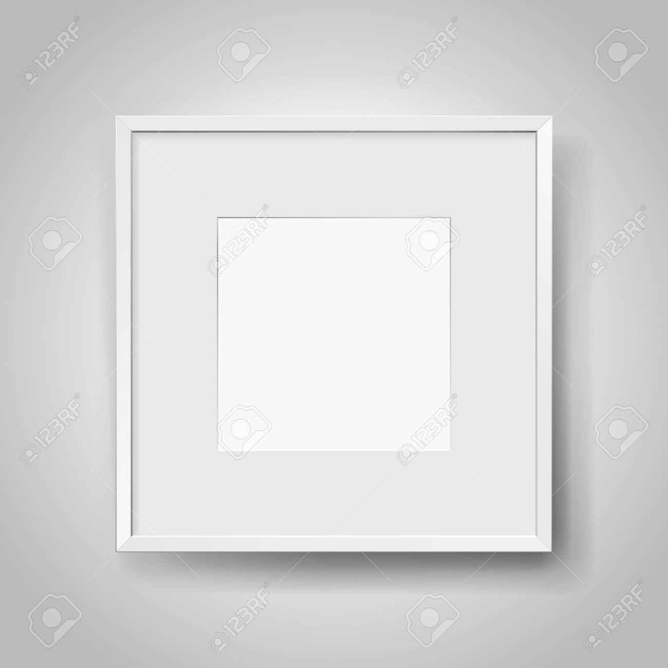 Marco Blanco Squre Vacio Realista Con Passepartout Sobre Fondo Gris Borde Para Su Proyecto Creativo Muestra De Maqueta Imagen En La Pared Objeto De Diseno Vectorial Ilustraciones Vectoriales Clip Art Vectorizado Libre
