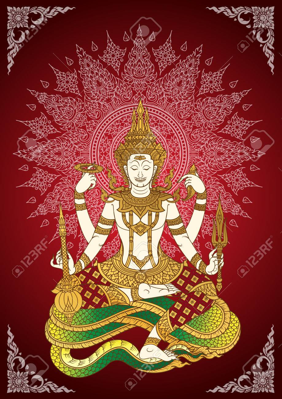 God Shiva Thai Tradition Line Royalty Free SVG, Cliparts, Vectors ...