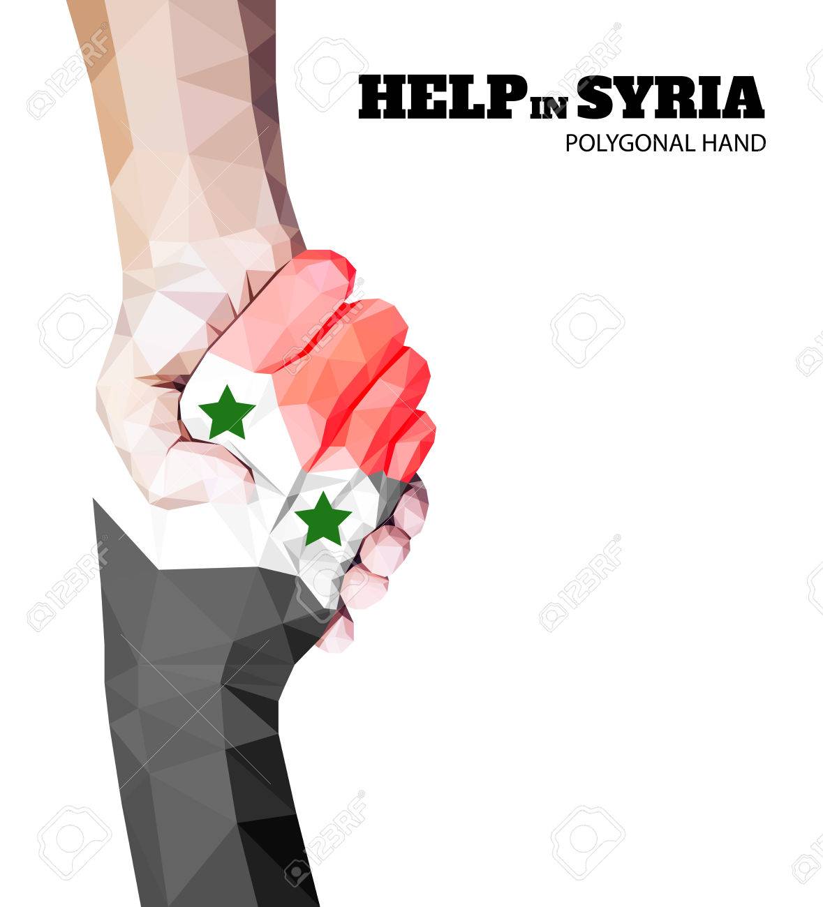 triangular hold hands help sign in syria vector royalty free helpsign