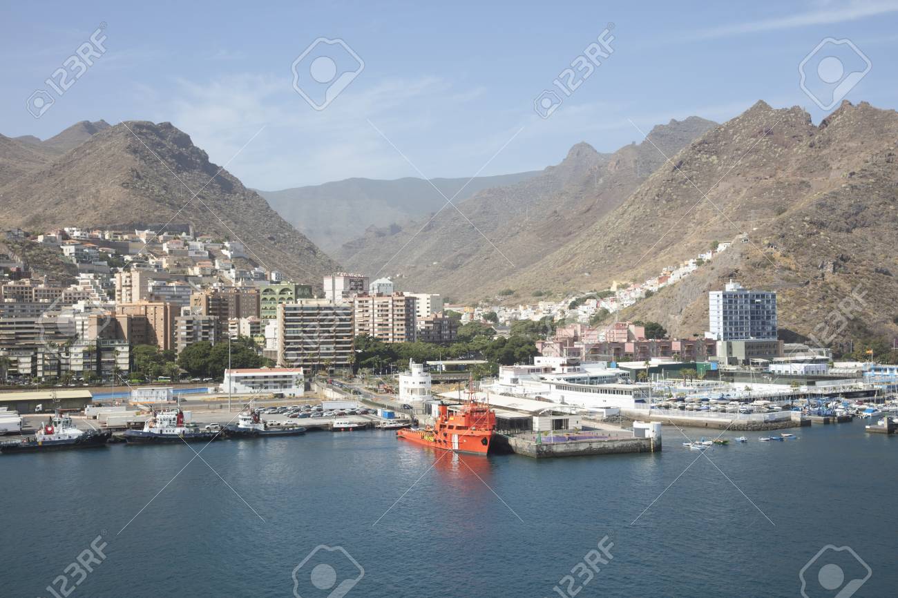 Volcanic Mountains And Harbour At Santa Cruz De Tenerife In The Spanish Canary Islands Stock Photo Picture And Royalty Free Image Image
