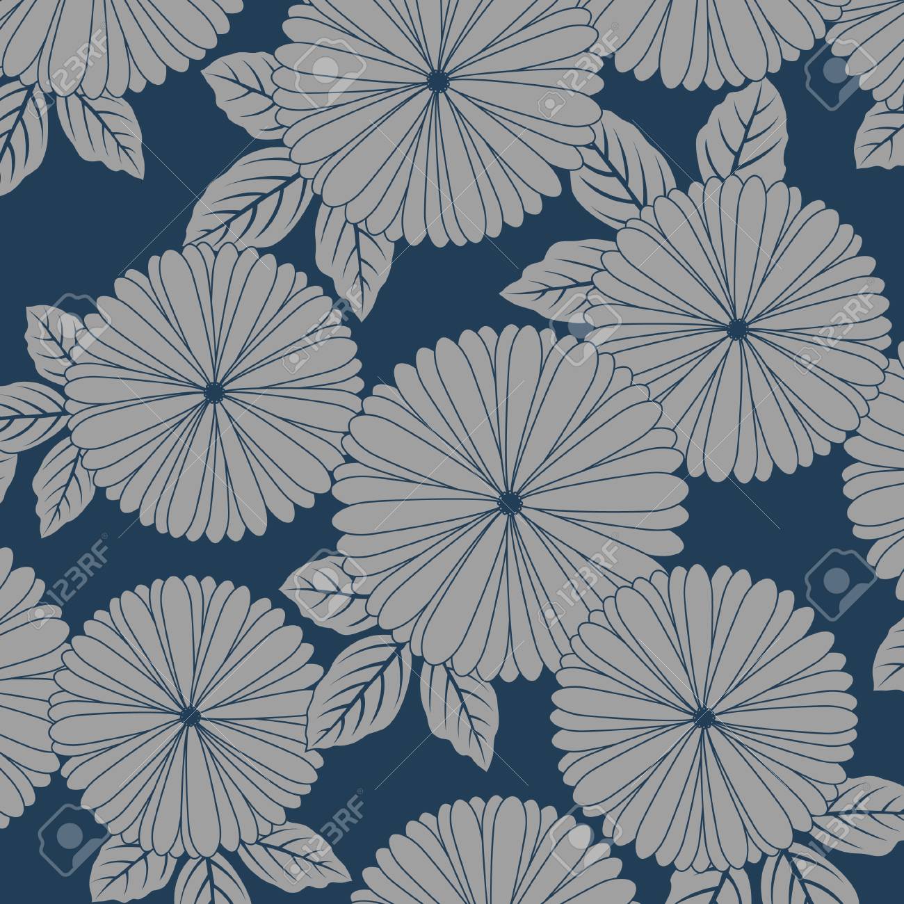 Japanese Chrysanthemum Flowers Pattern Royalty Free Cliparts Vectors And Stock Illustration Image 104499454