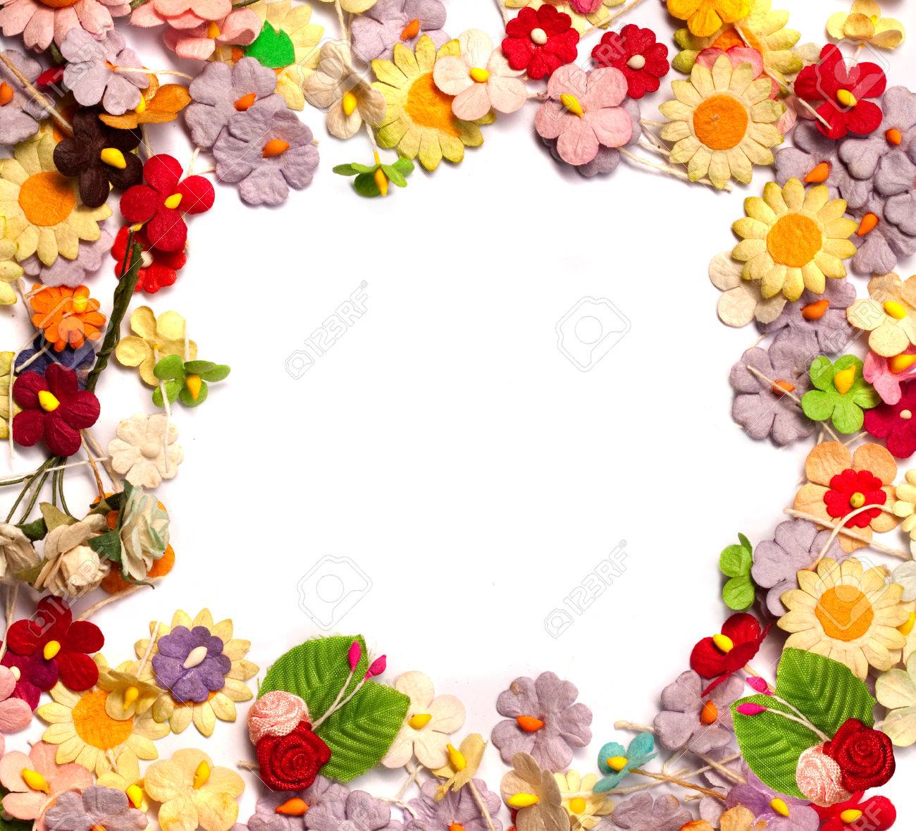 colorful of handicraft paper flower frame stock photo picture and paper flower picture frame