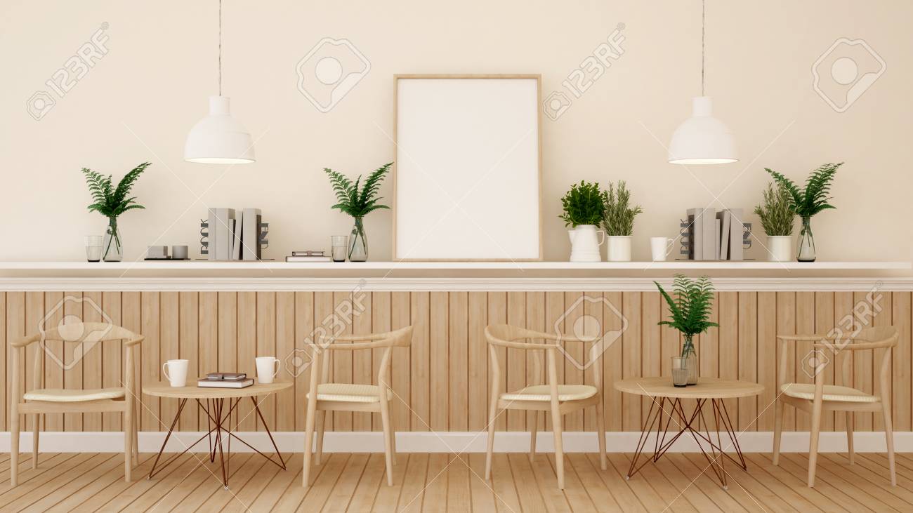 Comedor En Restaurante O Cafetería En Diseño De Madera - Rendering ... Comedor En Restaurante O Cafetería En Diseño De Madera - Rendering ...