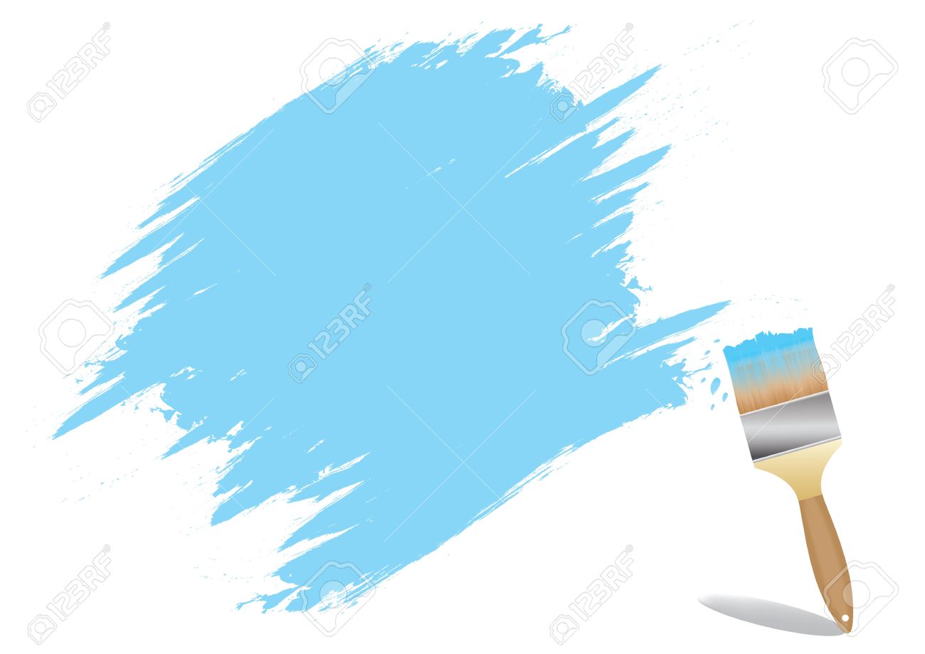 Paint Brush On White Wall With Sample Text Vector Illustration