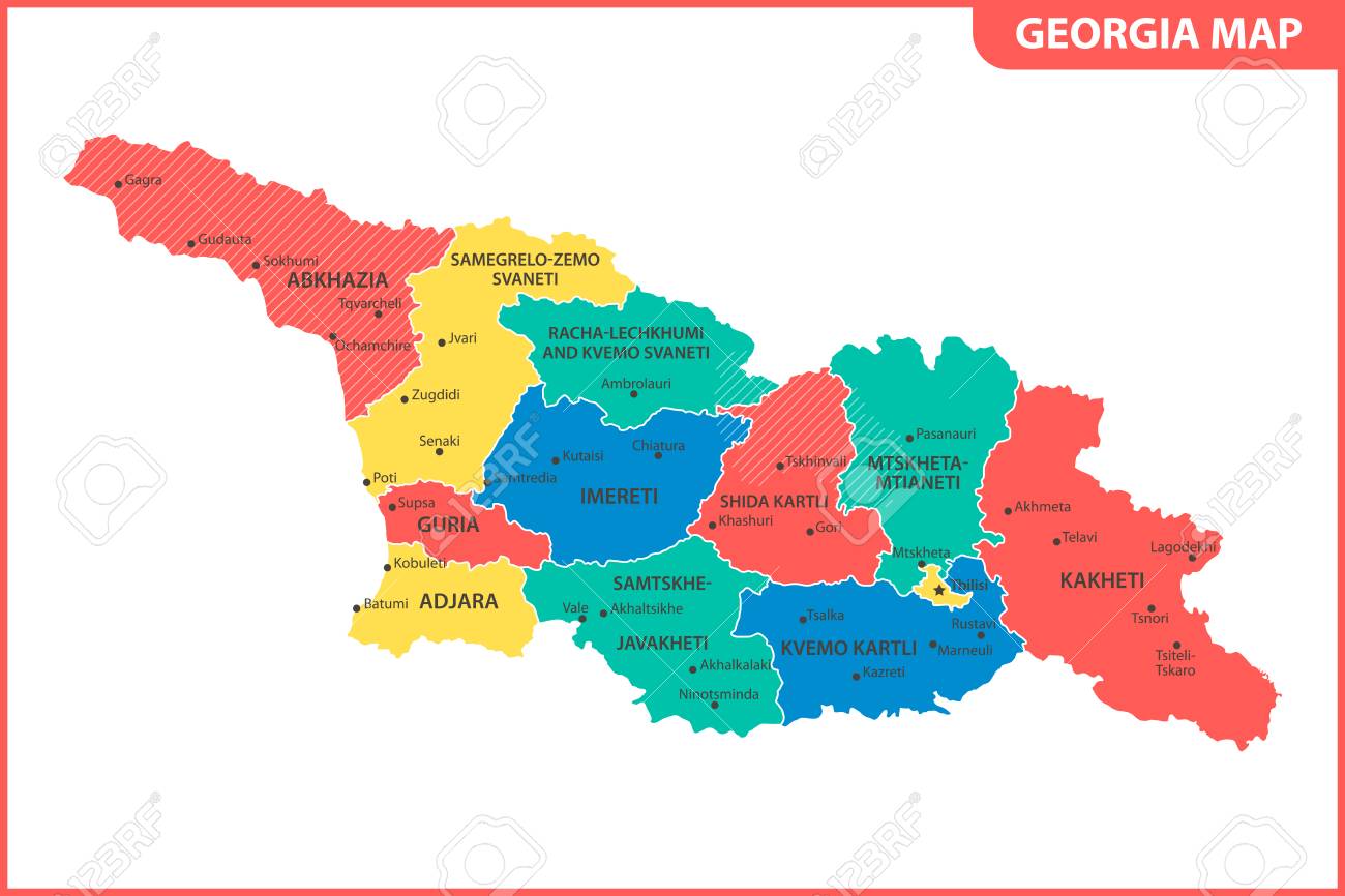 the detailed map of the georgia with regions or states and cities georgia regions