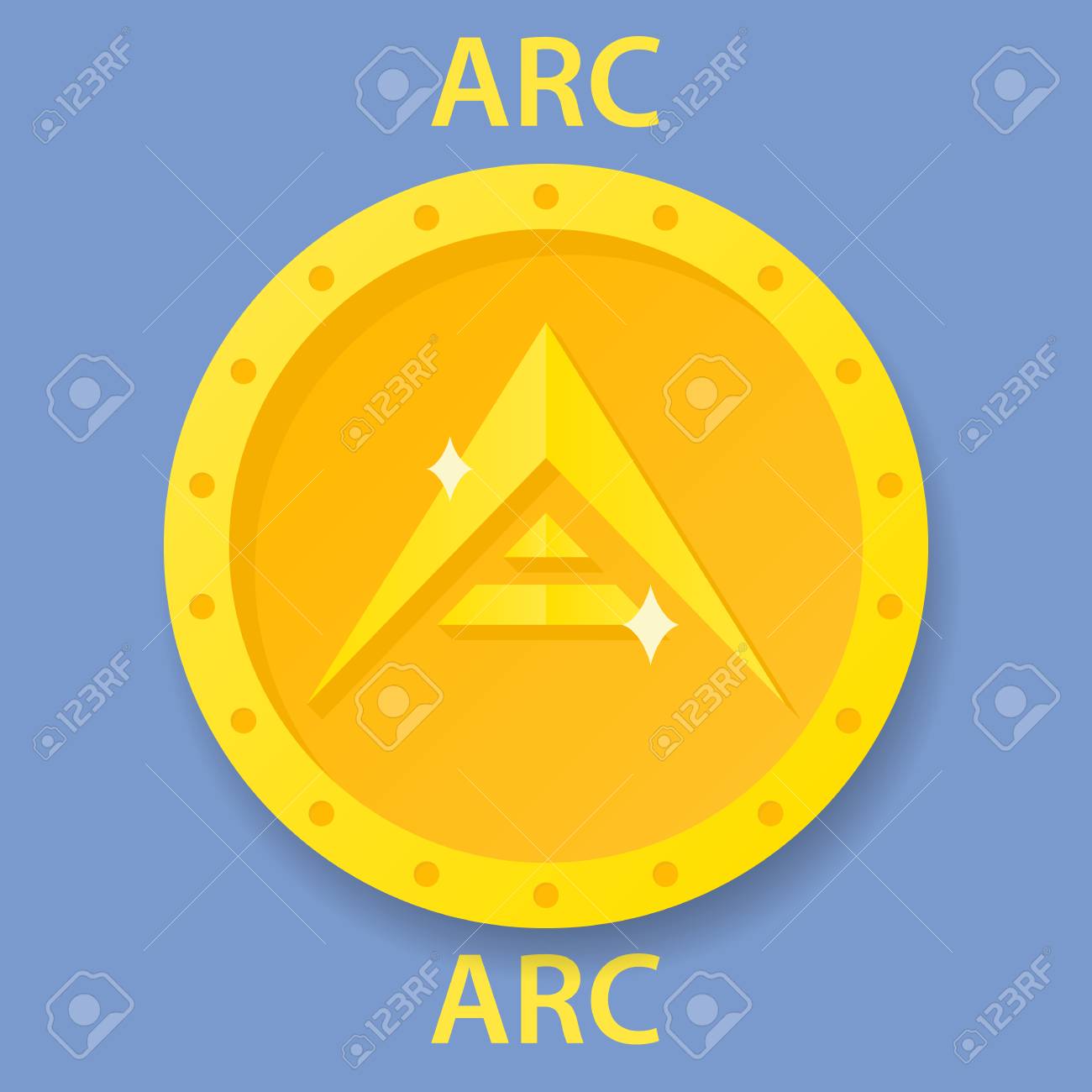 아크 코인 암호화폐 블록체인 아이콘. 가상 전자, 인터넷 화폐 또는 암호 화폐 기호, 로고 로열티 무료 사진, 그림, 이미지 그리고  스톡포토그래피. Image 109428707