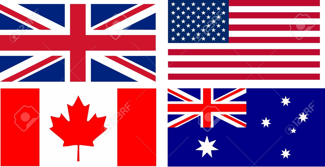 banderas de los principales países de habla inglesa ilustración