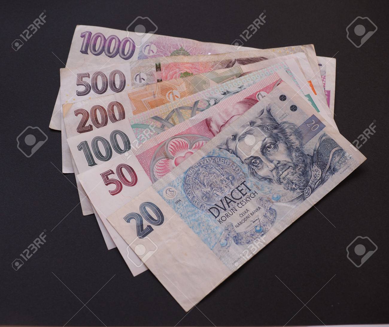 Czech Currency CZK With Some Banknotes Withdrawn 20 And 50 CZK Bill Stock  Photo, Picture and Royalty Free Image. Image 42033291.