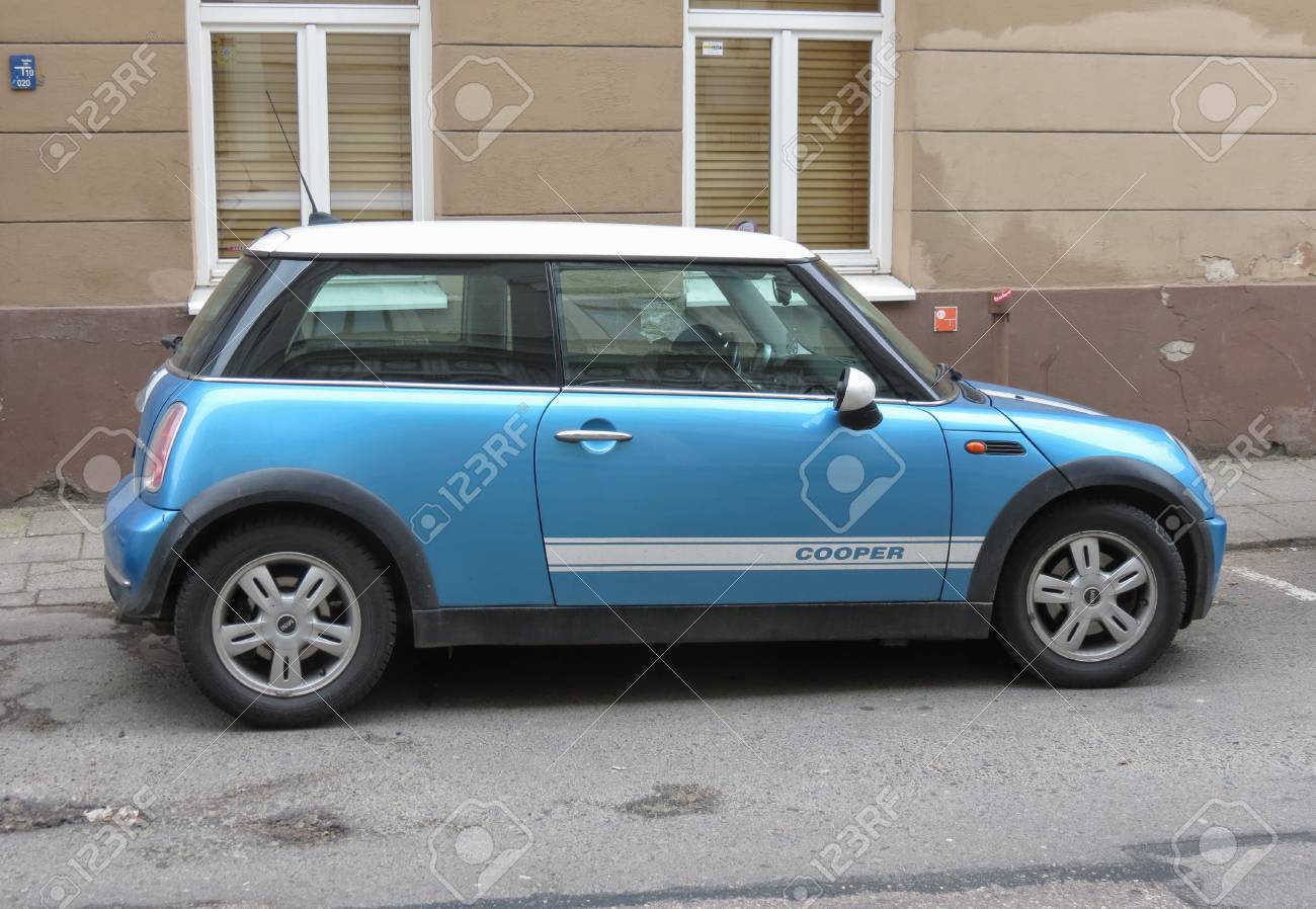 Vilnius Lithuania Circa April 2017 Blue Mini Cooper Car Parked
