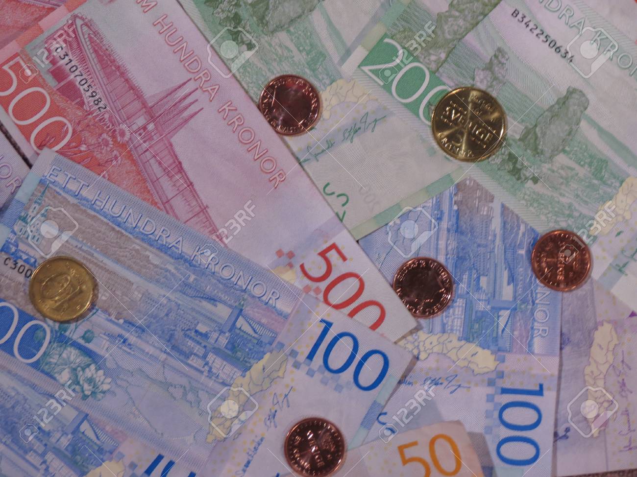 Swedish Krona Banknotes And Coins (SEK), Currency Of Sweden Stock Photo,  Picture and Royalty Free Image. Image 91735809.