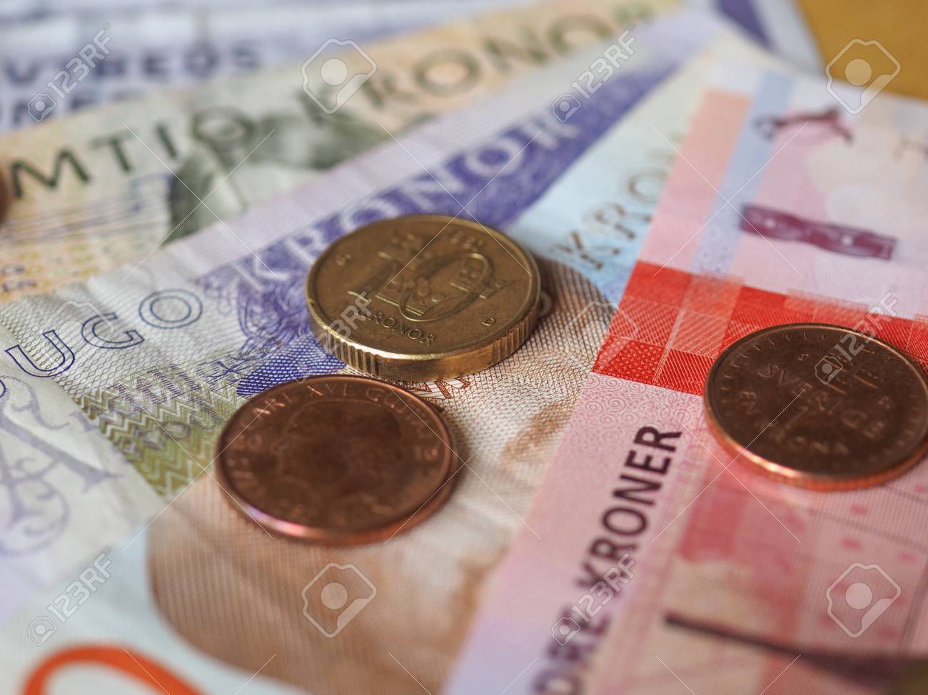 Norwegian Krone Banknotes And Coins (NOK), Currency Of Norway Stock Photo,  Picture and Royalty Free Image. Image 91741938.