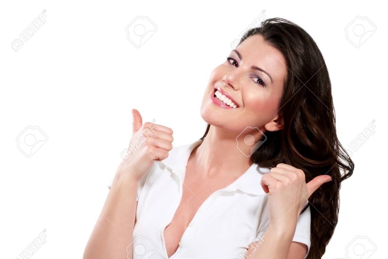 woman with thumbs up on white - 17643956 woman with thumbs up on white - 17643956