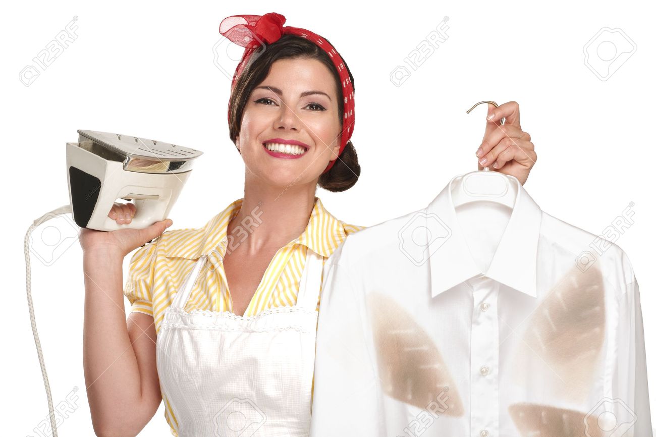 happy beautiful woman housewife ironing a shirt on white - 20888601 happy beautiful woman housewife ironing a shirt on white - 20888601