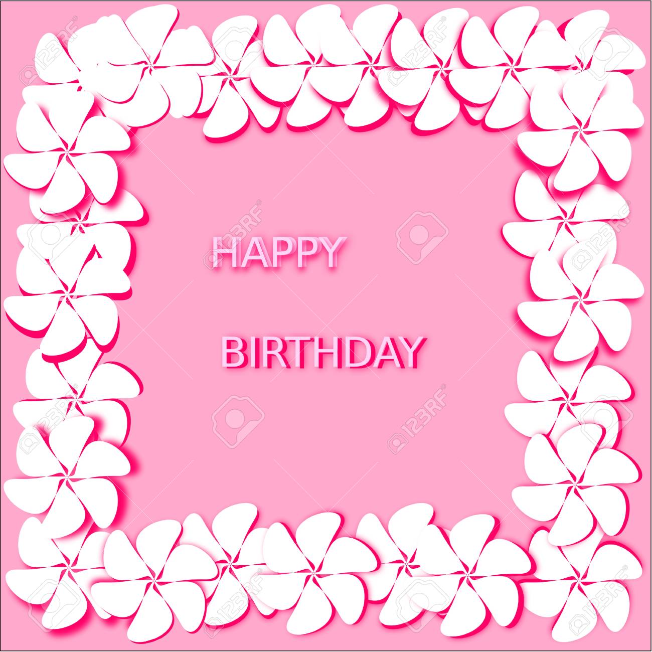 Postcard Abstract Pink White Flowers With Bright Pink Stroke Royalty Free Cliparts Vectors And Stock Illustration Image