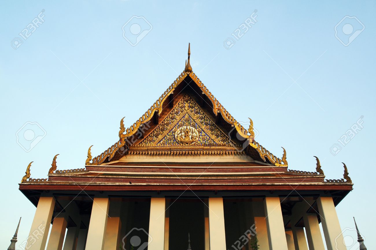 Picture Of The Design Of A Buddhist Temple Gable In Bangkok,Thailand Stock  Photo, Picture and Royalty Free Image. Image 9637312.