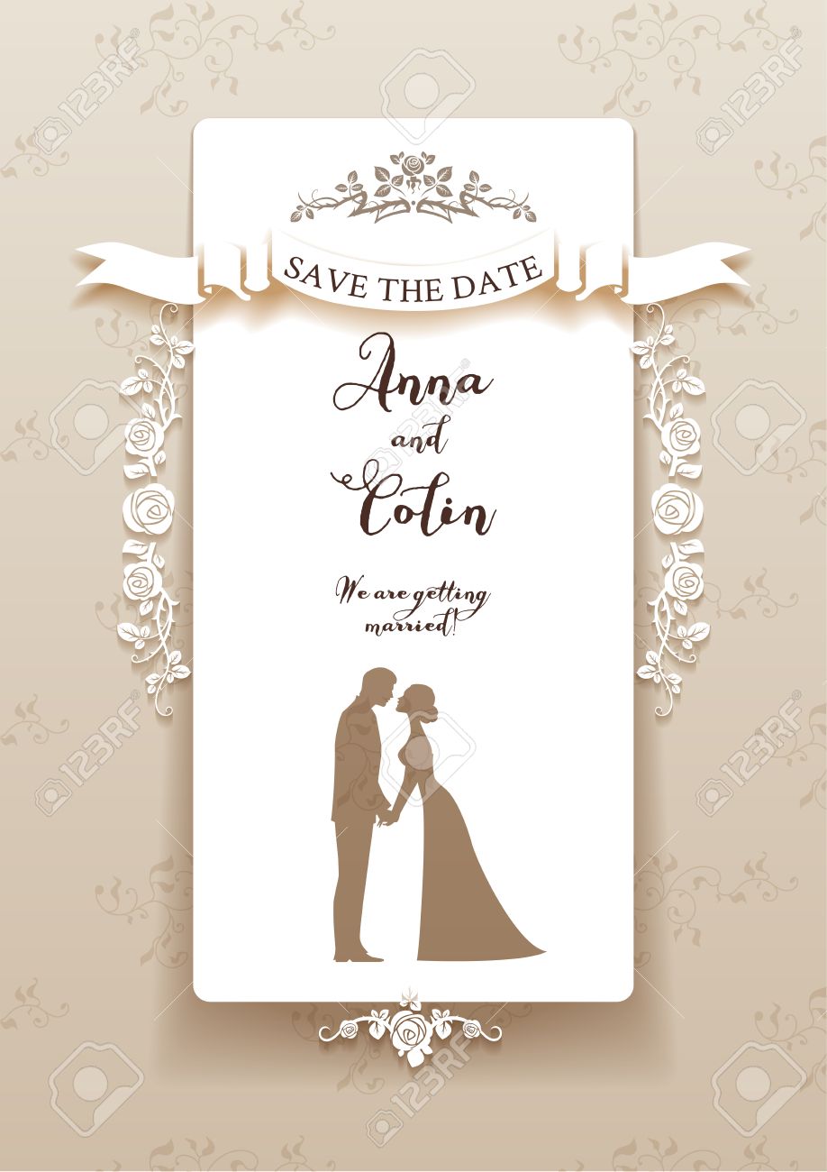 Elegant wedding invitation with bride and groom. Holiday design for leaflet, cards, invitation and so on. Place for text. - 40364787 Elegant wedding invitation with bride and groom. Holiday design for leaflet, cards, invitation and so on. Place for text. - 40364787