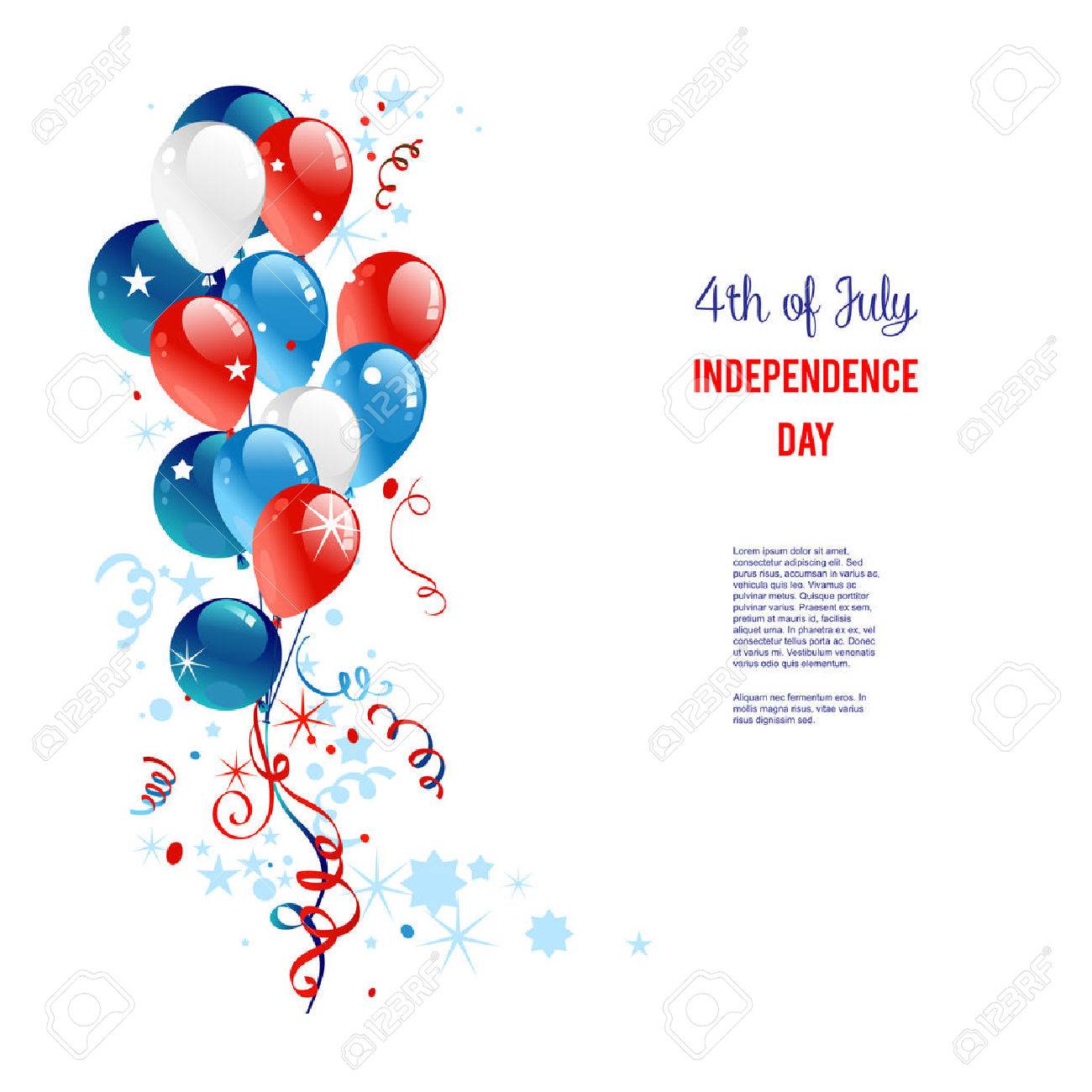 Holiday balloons. Place for text. Holiday patriotic card for Independence day, Memorial day, Veterans day, Presidents day and so on. - 41426303 Holiday balloons. Place for text. Holiday patriotic card for Independence day, Memorial day, Veterans day, Presidents day and so on. - 41426303
