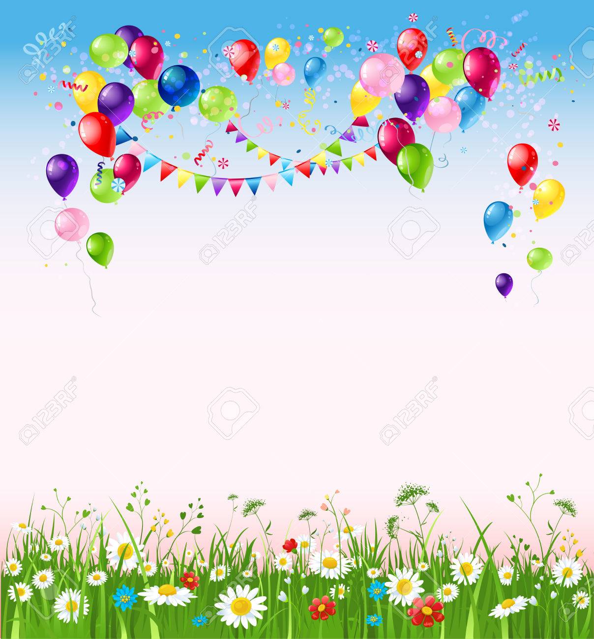 Holiday Template For Design Banner, Ticket, Leaflet, Card, Poster And So  On. Happy Birthday Background And Balloons Royalty Free SVG, Cliparts,  Vectors, And Stock Illustration. Image 79864858.