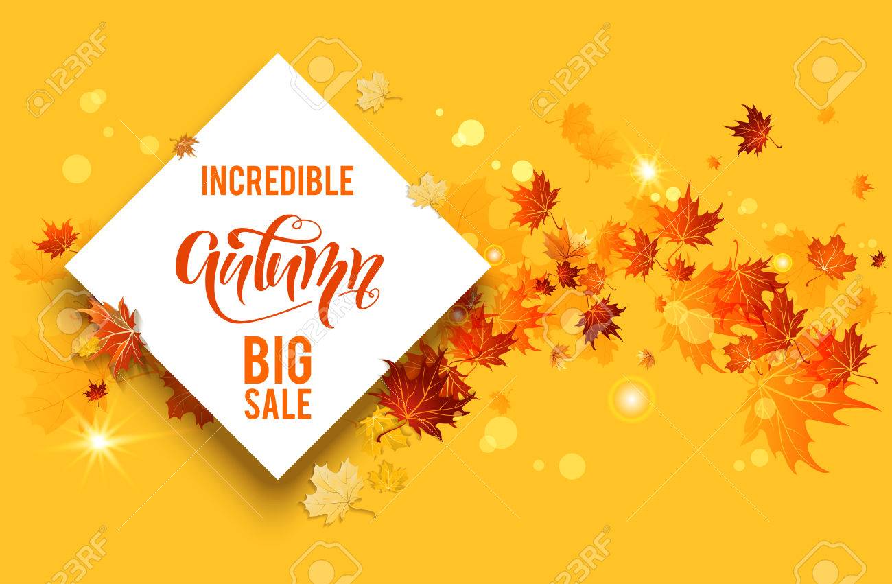 White blank with autumn maple leaves on background. Nature fall template for design banner, ticket, leaflet, card, poster and so on. - 82878255 White blank with autumn maple leaves on background. Nature fall template for design banner, ticket, leaflet, card, poster and so on. - 82878255