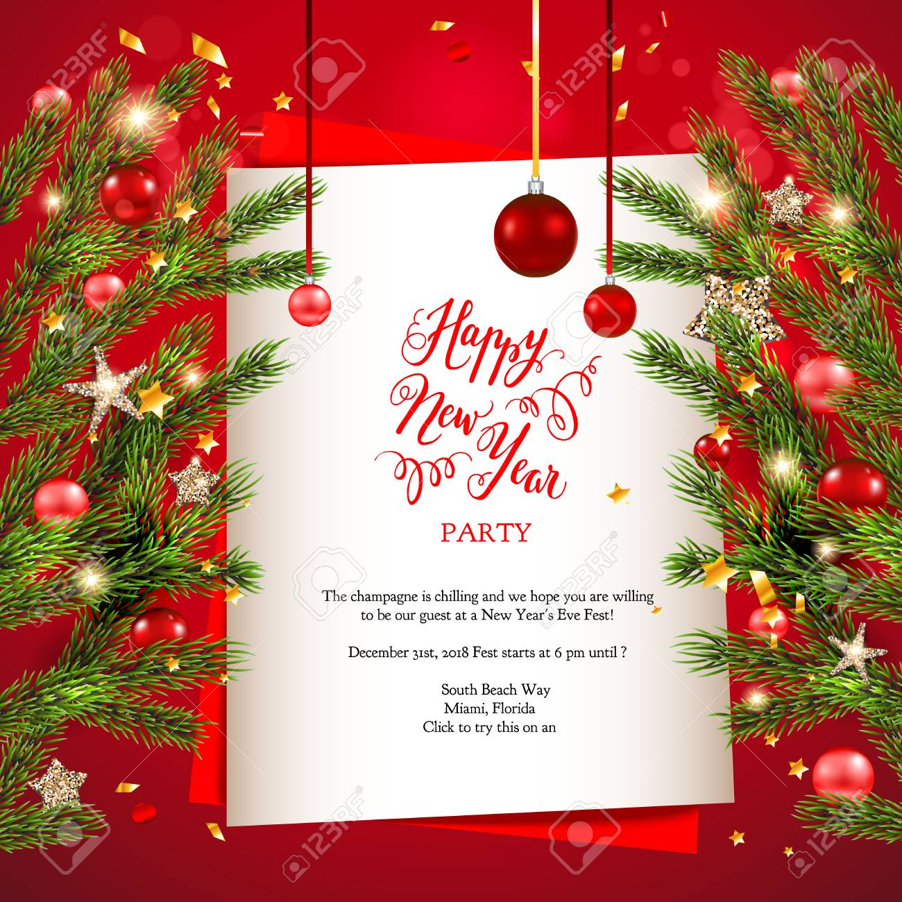 christmas tree decor invitation card royalty free cliparts vectors christmas tree invitation