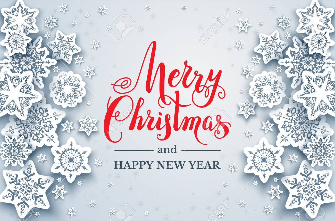 elegant paper cut snowflakes snow christmas winter layout for merry christmas layout