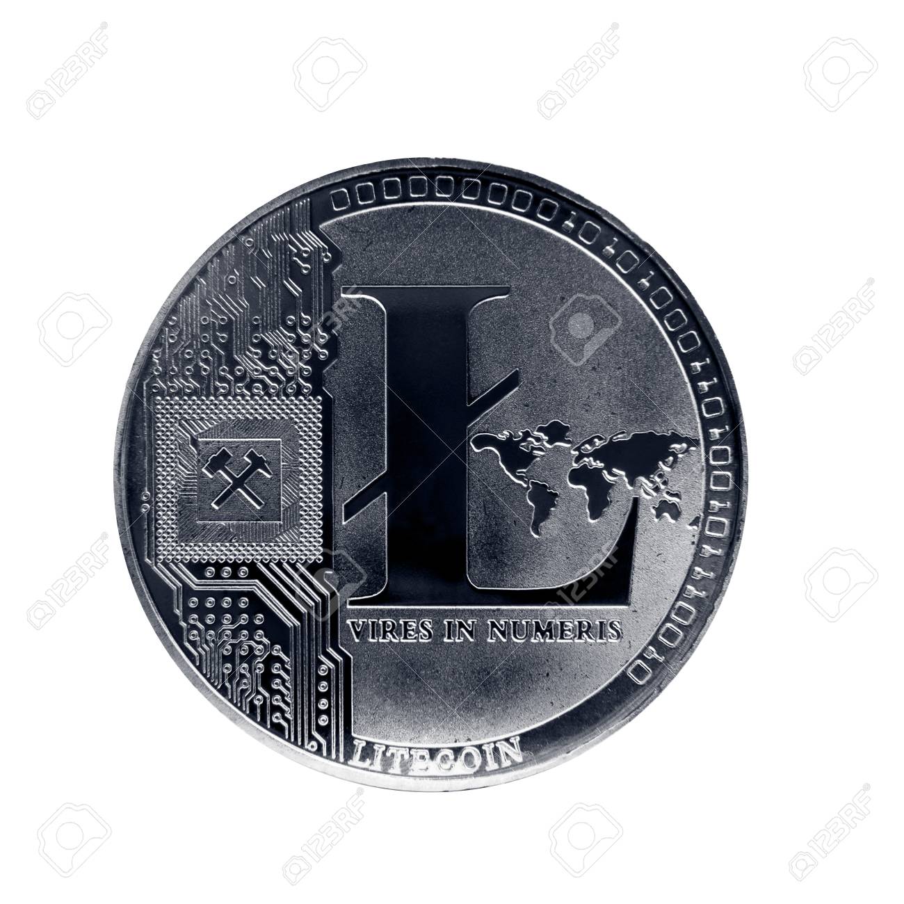 라이트 코인. Litecoin 배경 흰색 절연 ISO 동전 로열티 무료 사진, 그림, 이미지 그리고 스톡포토그래피. Image  96973928