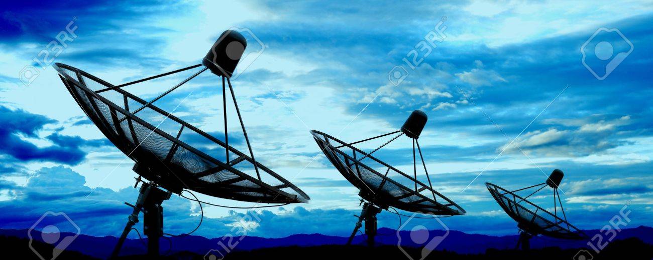 satellite dish antennas under blue sky - 16296571 satellite dish antennas under blue sky - 16296571
