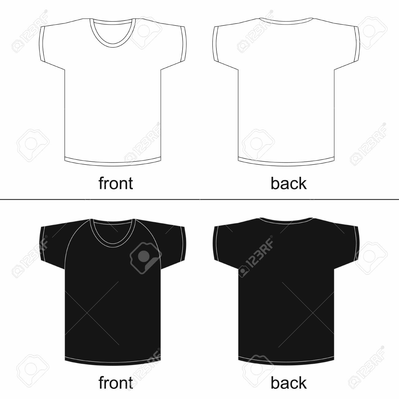 Leere T-Shirt-Vorlage. Vorder- Und Rückseite Zum Ausdrucken Regarding Printable Blank Tshirt Template