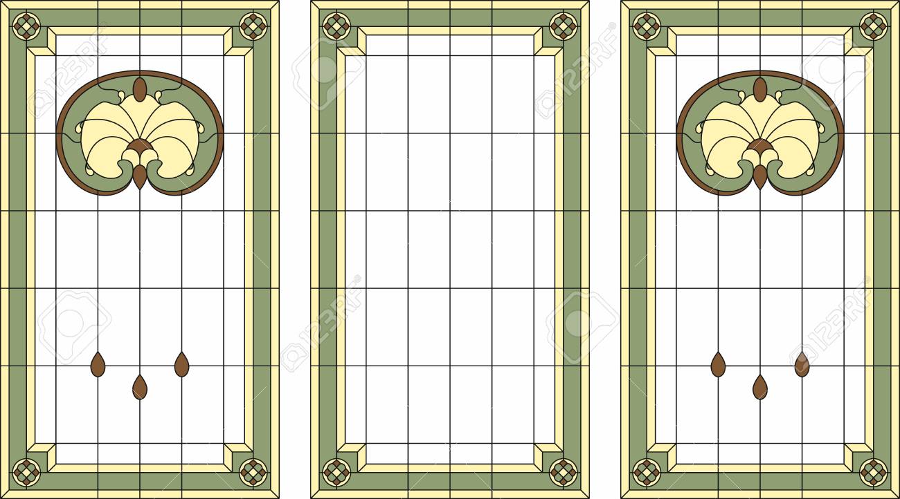stained glass panel in a rectangular frame classic window abstract