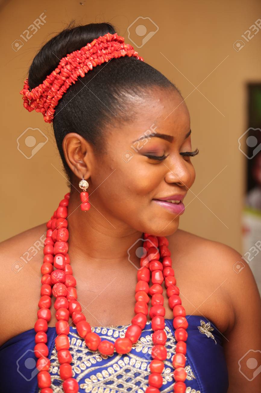 African Bride Dressed In Her Second Attire And Beads On Her