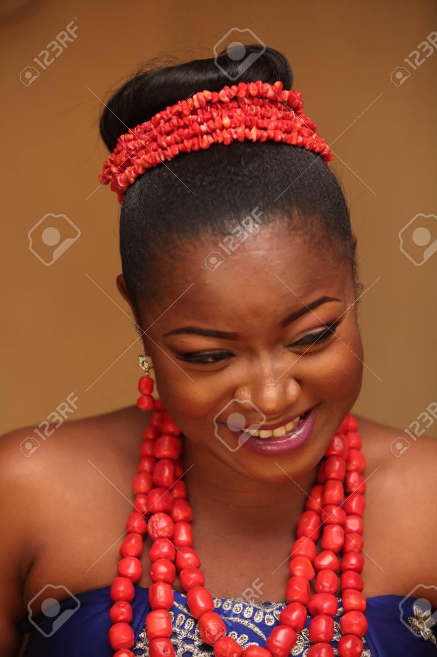 African Bride Dressed In Her Second Attire And Beads On Her