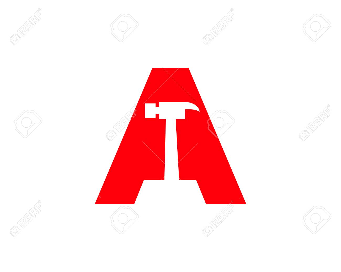 initial letter a constructions logo with hammer used negative logo constructions