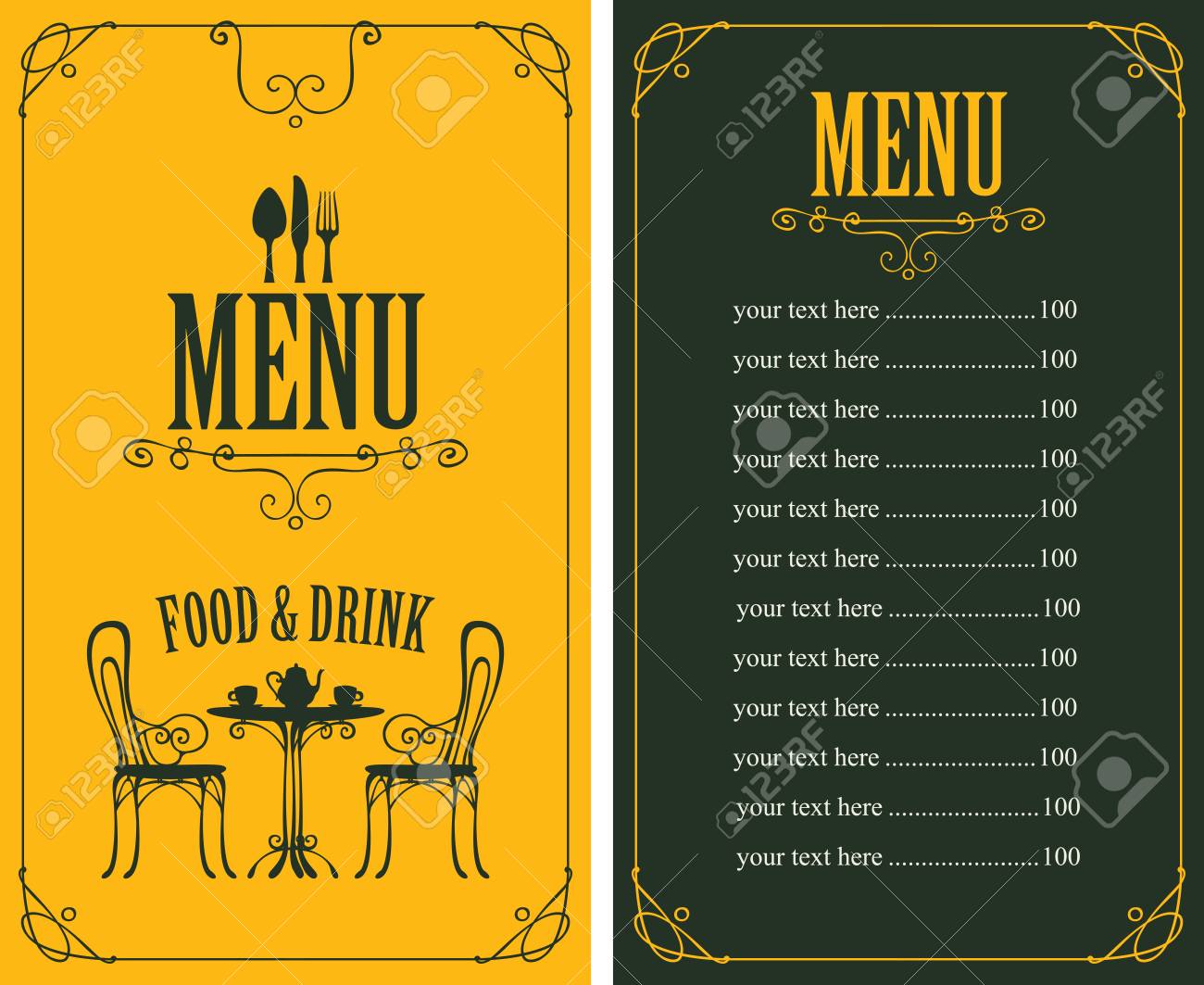 Vector Menu For Restaurant Or Cafe With A Price List