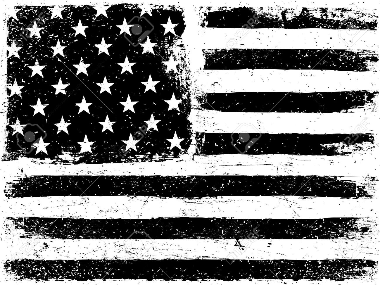 American Flag Background. Grunge Aged Vector Template. Horizontal orientation. Monochrome gamut. Black and white. Grunge layers can be easy editable or removed. - 53603304 American Flag Background. Grunge Aged Vector Template. Horizontal orientation. Monochrome gamut. Black and white. Grunge layers can be easy editable or removed. - 53603304